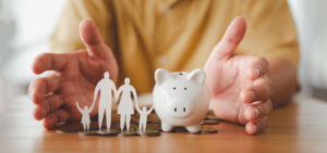 concept art using cutouts depicting family financial planning